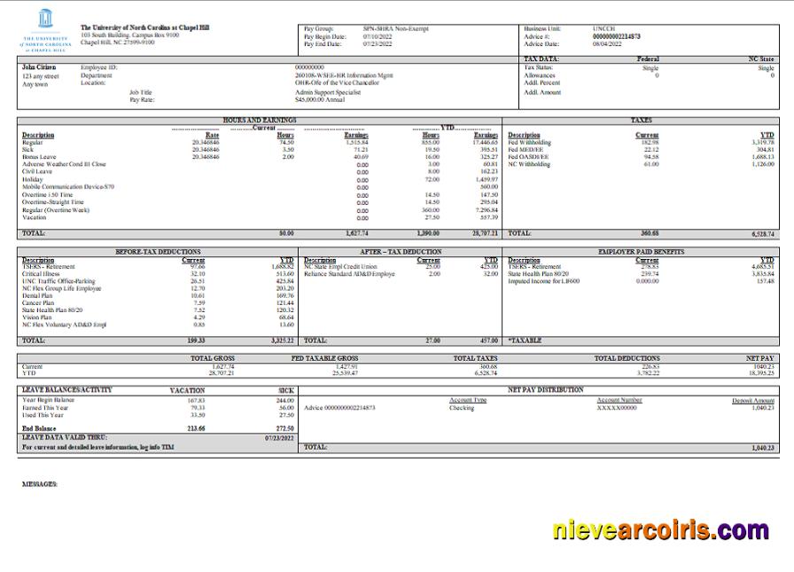 USA public research university employee sheet